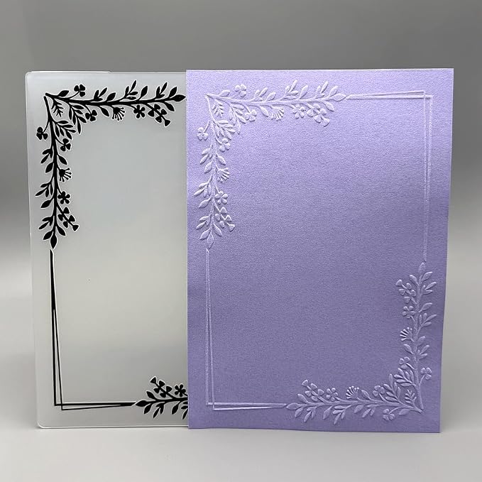 3D Plastic Embossing Folder TemplateFloral Vine Border Texture 5x7 Inch - Image 5