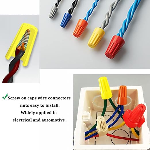 UL Listed Red Electrical Wire End Connectors Ribbed Caps Bulk 500 Pack Large Twist-on Wire Connectors Nuts 22-8 AWG,P6 Type Screw Terminals