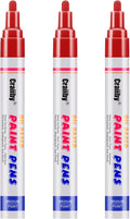 Red Paint Markers, 3 Pack Oil-Based Waterproof Quick Dry Permanent Paint Pen Set by Craiiby