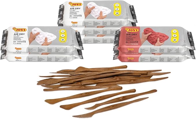 Jovi - Air Dry Clay Set, 5 White and 2 Terracotta 1.1 lb Bars + 20 Tools | - Image 2