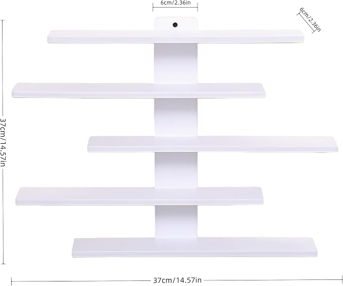 5-Tier Floating Wall Mounted Shelves, Wall Display Storage Shelf - Image 2