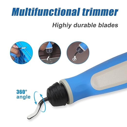 Deburring Tool Kit with 10 High-Speed Steel Blades – Rotary Burr Removal Tool for Metal, Plastic, Aluminum, Copper, and Wood – Heavy-Duty Swivel Handle for Smooth Edge Cleaning