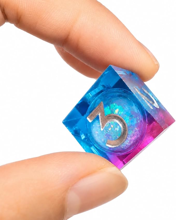 1Pcs D6 DND Dice Liquid Core Resin Sharp Edge D&D Dice, Random Color and Style - Image 3