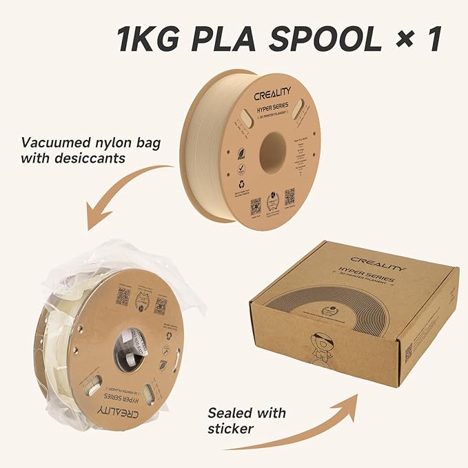 Official Creality Hyper PLA Filament 1.75mm, High Speed PLA 30-600mm/s 3D Printer Filament, Dimensional Accuracy +/-0.02mm, Fit Most FDM 3D Printers，1KG(2.2lbs) Spool Skin
