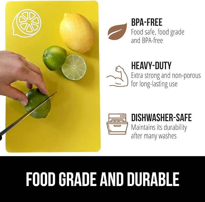GORILLA GRIP 100% BPA-Free Flexible Cutting Board Set of 4, Durable Plastic Mats - Image 5