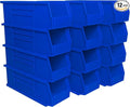 Akro-Mils 30234 AkroBins Plastic Storage Bins, Space-Saving Stackable Bins for Garage, Pantry, Craft Organization, 15-" x 5-" x 5-", Blue, 12-Pack