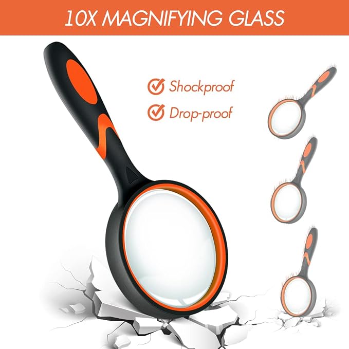 Leffis 3 Pack Magnifying Glass, 10X Non-Slip Handheld Reading Magnifier - Image 3