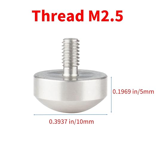 Spherical Point Contact Point for Dial Digital Indicator Depth Gauge Tip M2.5 Thread 10mm Diameter 5mm Long