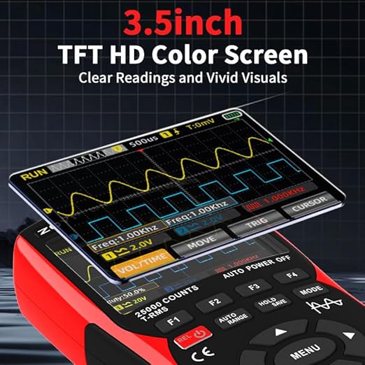 3 in 1 Handheld Oscilloscope Automotive Dual Channel 50MHz with Digital Multimeter and Signal Generator