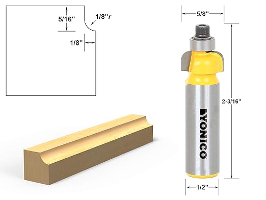 YONICO Cove Router Bits Edge Forming 1/8-Inch Radius 1/2-Inch Shank 13151