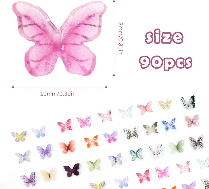 90Pcs Mini Resin Butterflies, Miniature Little Butterfy Decoration, Tiny - Image 2