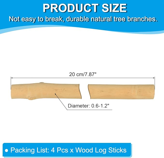 PATIKIL 4 Pcs / 20cm Wood Log Sticks, 0.6-1.2inch in Diameter Natural Driftwood - Image 2