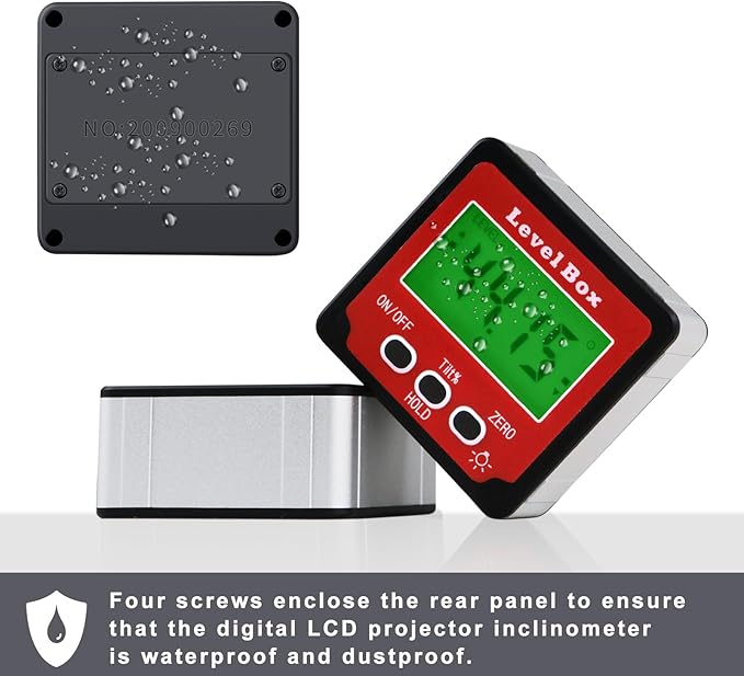 Digital Inclinometer Angle Finder Gauge, IP54 Digital Electronic Protractor Bevel Gauge, Inclinometer Angle Cube Level Box with LCD screen for Woodworking, Table Saw and etc