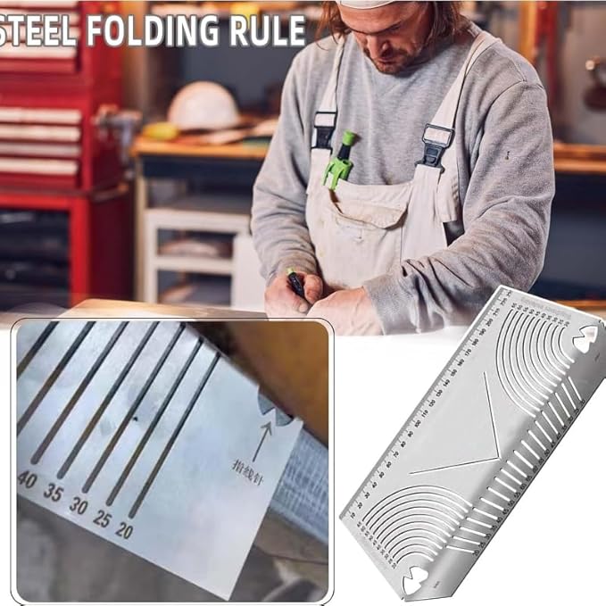 2 Pack Metal Marking Tool, Angle & Arc Marking Tool, Square Steel Pipe Bend Marking Tool, Square Arc Ruler, Architect Ruler Angle Measuring Tool