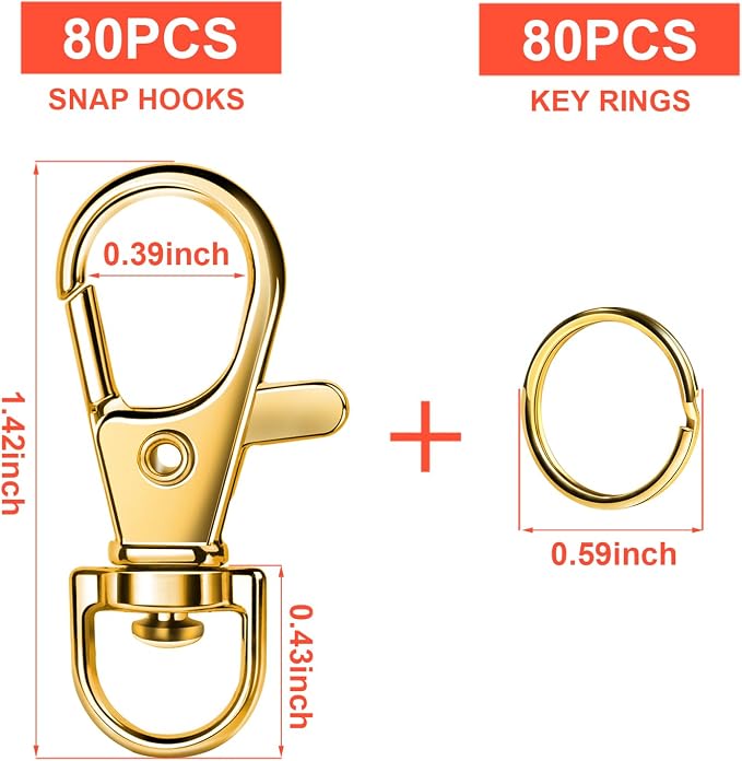 LEOBRO 160PCS Lobster Claw Clasps and Key Rings, Key Chains, Jewelry Making - Image 2