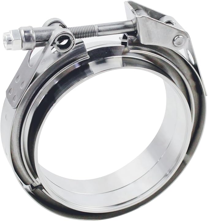 5 inch V Band Clamp - 2 sets of Quick Release Vband Exhaust Clamp with Flange Stainless Steel for Automotive exhaust system, turbocharger, downpipe and mufflers (5" - 2 Pack)