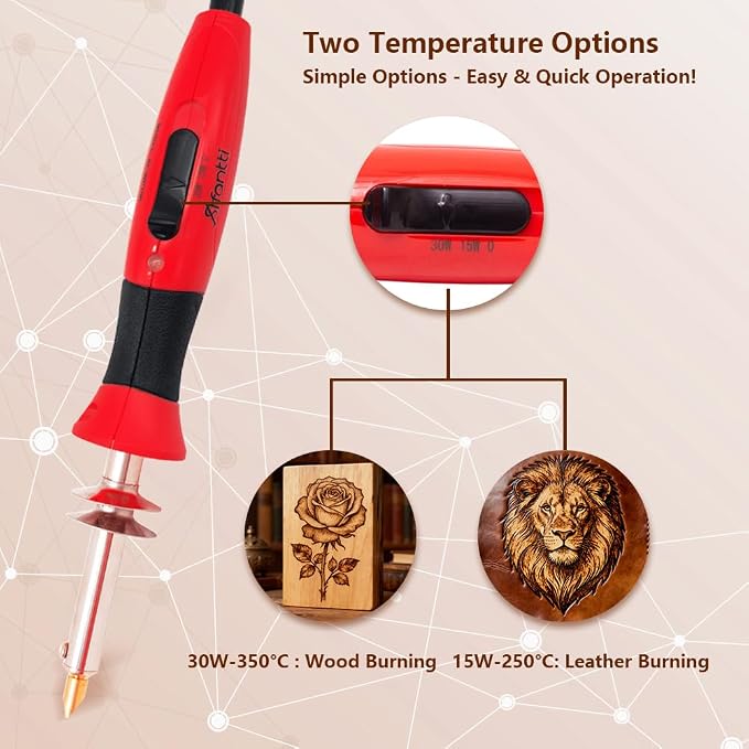 Wood Burning Pen Leather Pyrography Tool Burner Kit | 26 Letters | Temperature - Image 4