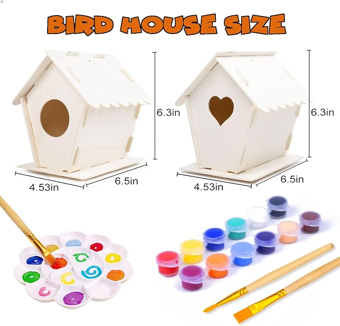 hapray 2 Pack Bird House Kit, DIY Birdhouse Kits, Wooden Crafts Arts - Image 3