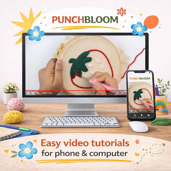 Punch Needle Coaster Kit for Adults Beginners, Easy Punch Embroidery Starter Set - Image 4