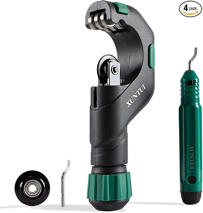 Copper Pipe Cutter Tool Set 3/16"-2" OD, Tube Cutter for Copper,Brass,Aluminum&Stainless Steel, HVAC Metal Plumbing Tubing cutter Tool with Deburring Tools&Extra Blades