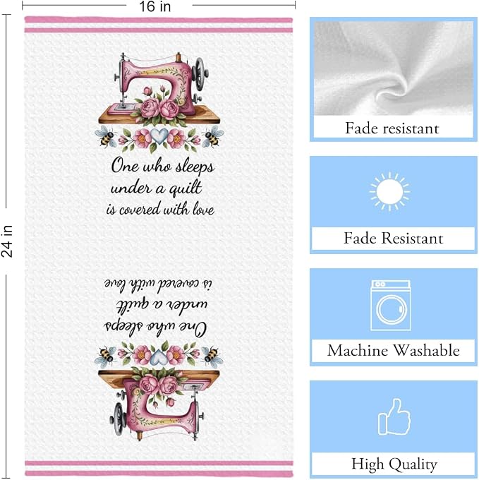 Quilters Gifts Kitchen Towels, Sewing Quilting Lovers Gifts Kitchen Towels - Image 2