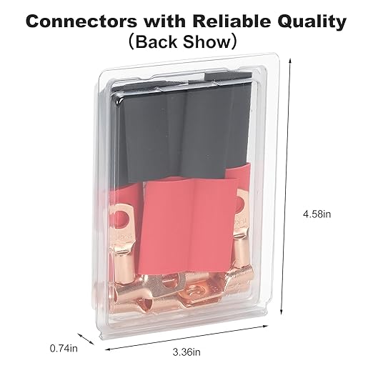 Thick Copper Electric Wire Lugs,10Pcs Bare Copper Gauge 4Awg-5/16(M8) Ring Heavy Duty Battery Cable Lugs Ends Ring Terminals Connectors with 10Pcs 3:1 Heat Shrink Tubing Assortment Kit