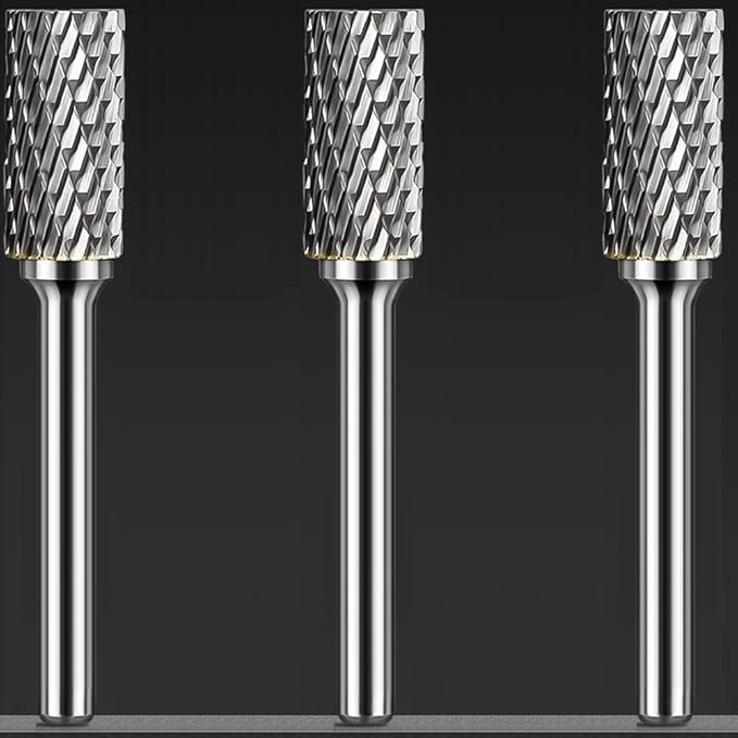 Carbide Burr Set 1/4" Shank SA-5 Die Grinder Bits Tungsten Double Cut Burr Bits (1/2" Cutter Dia X 1" Cutter Length) for Die Grinder Kits Metal Grinding Drilling Polishing (3pcs)