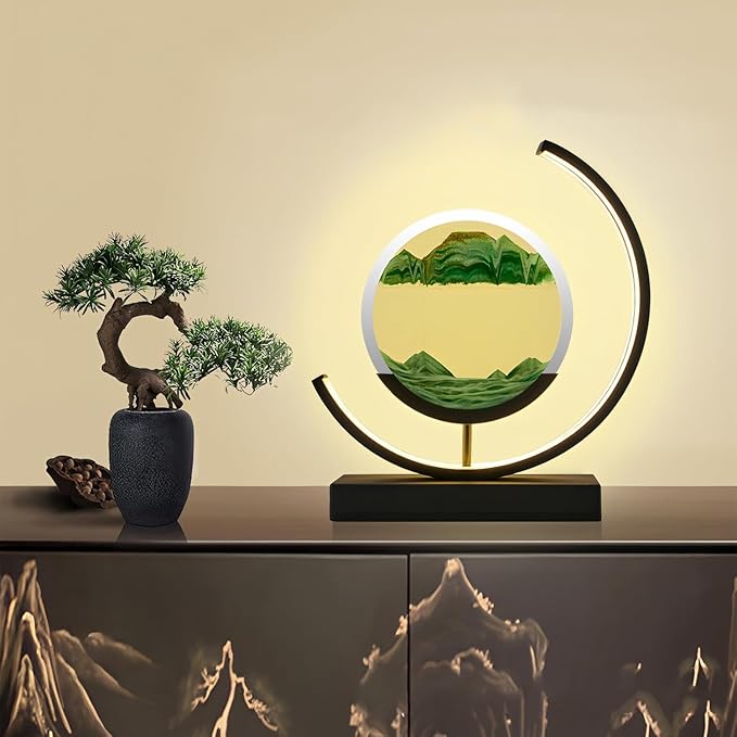 Moving Sand Art Lamp, 360 Degree Rotating Sands of Time Lamp by LLPCKPB