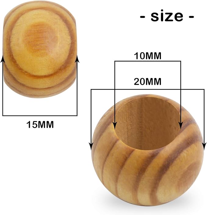 Natural Wooden Beads, 100 Pieces 20mm Diameter Round Loose Spacer Beads Large - Image 2