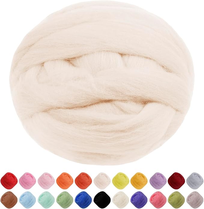 JeogYong Needle Felting Wool, 7.05oz Wool Roving Chunky Wool Yarn, Wet Felting by JeogYong