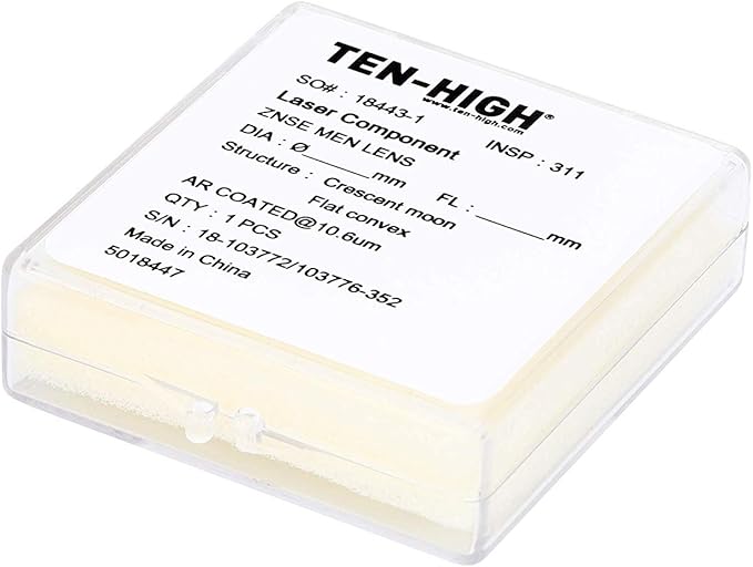 TEN-HIGH 18mm CO2 Laser Lens 4"- ZnSe Focal Mirror for Engraving & Cutting Machine, FL101.6mm