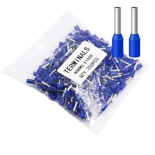 Fidioto AWG18 Wire Ferrules Terminals, 250pcs AWG18 Terminal Connector Wire Insulated Cord Pin Ends Terminals for Electric, Industrial, Chemical Industry, Power Control System, etc.
