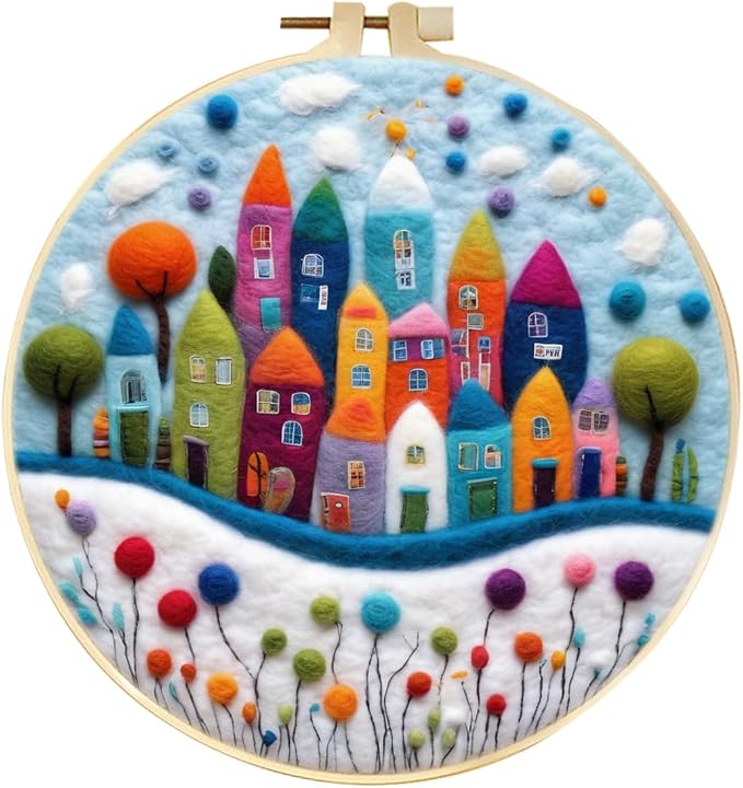 CaptainCrafts Needle Felting Kit, Wool Felt Supplies, Embroidery Hoops by CaptainCrafts