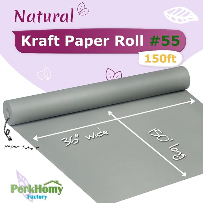 PerkHomy Light Grey Kraft Paper Roll 36" x 1 - Image 2