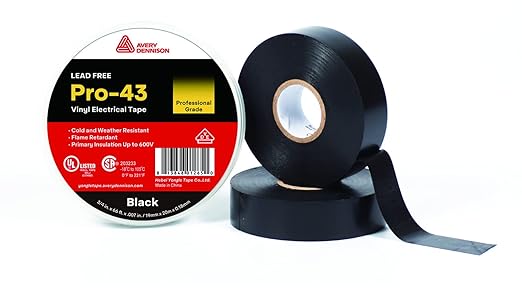 Avery Dennison Electrical Tape, 100 Rolls Professional Grade PVC Electric Tape, UL/CSA Listed ¾ in x 66 ft Insulating Vinyl Tape for Electrical, Repairs, Automotive and Equipment, Pro-43, Black