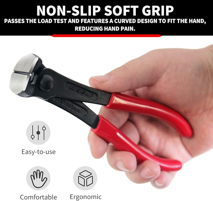 WISEUP Nail Puller, 7-inch Black Finish Chrome Vanadium Steel Carpenter's Pliers,End Cutting Pliers, for Staple Remover Tool or Flooring Installation Tools (7 inch)