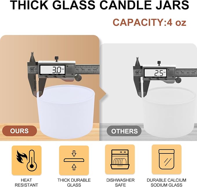 SHOWIN Thick Candle Jars for Making Candles 16 Pcs, 4 OZ Empty Jars - Image 2