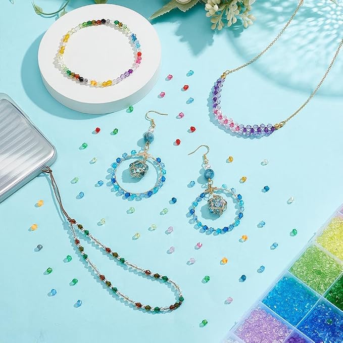 PH PandaHall 5808pcs Faceted Crystal Beads 4mm Acrylic Bicone Beads 24 Colors - Image 4