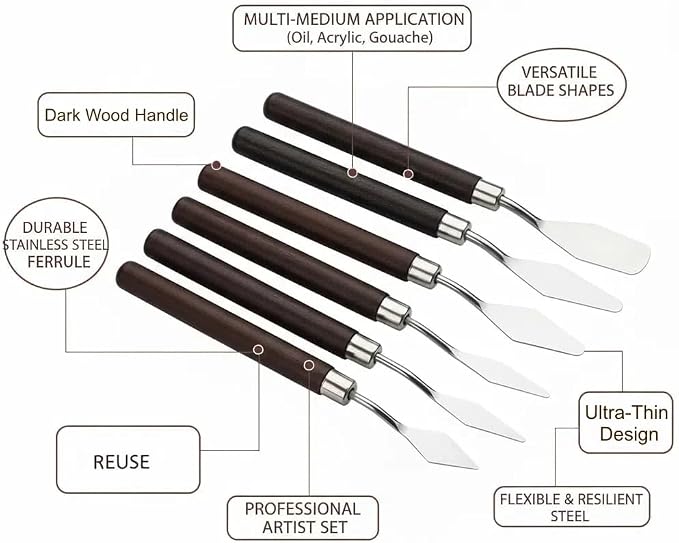 7 PCS Palette Knife Set, Flexible Steel Spatulas - Image 2