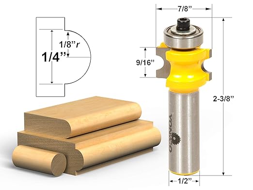 YONICO 13113 1/4-Inch Bead Bullnose Router Bit 1/2-Inch Shank