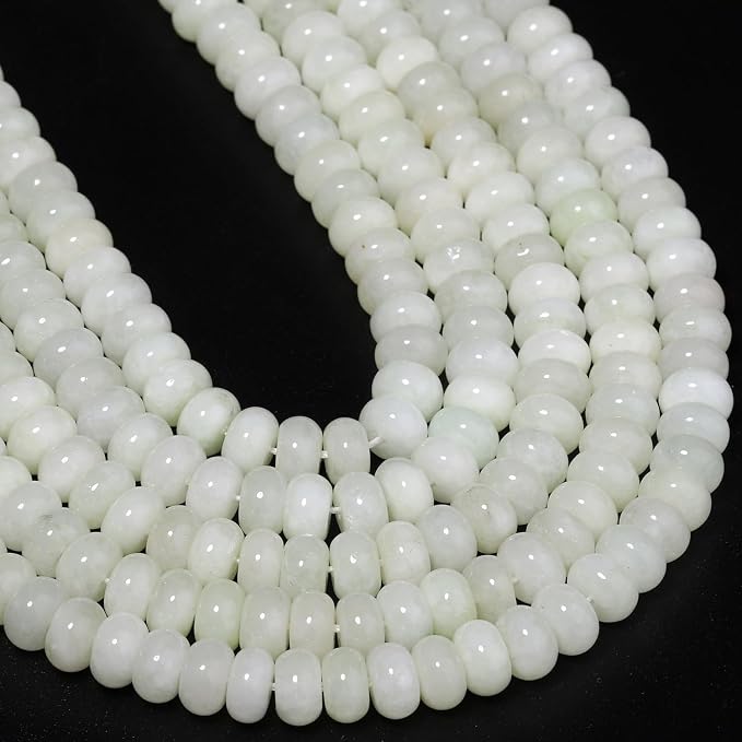 Songxi 5x8mm Natural White Colored Jade Stone Rondelle Beads, Gemstone - Image 7