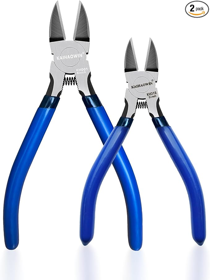 KAIHAOWIN Wire Cutters 5-Inch and 6-Inch Set Flush Cutters Ultra Sharp Spring Loaded Wire Snips Clippers Cutting Pliers for Crafting Jewelry Making-2 PCS