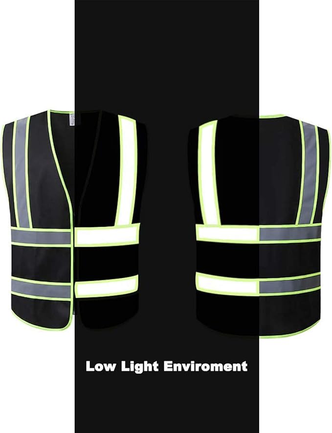 Tekware Safety Vest with High Reflective Strips, Pack of 10 Bright Neon Color Construction Protector with Zipper