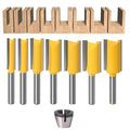 7pcs Straight Router BIT 1/4" Shank Tungsten Carbide Double Straight Dado Router Bit Set, 1/4,5/16,/3/8,1/2,19/32,43/64,23/32 Cutting Diameter Trimming Cutter for Woodworking