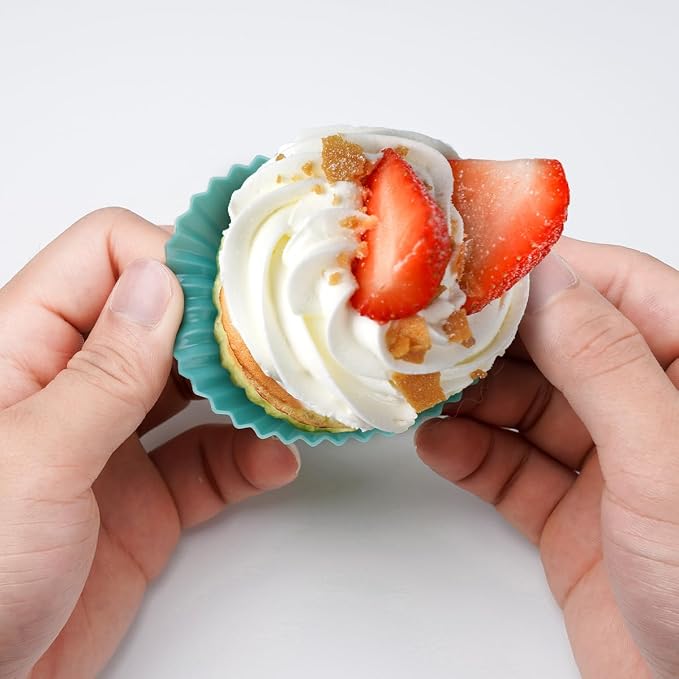 Silicone Baking Muffin Cups Cupcake Liners 24 Pack Non-stick Reusable Cake Molds - Image 2