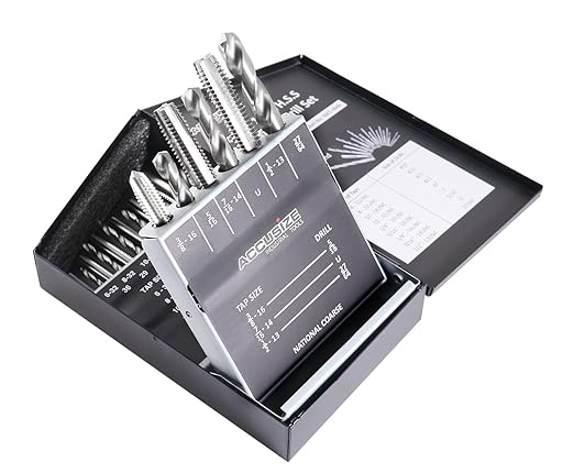 Accusize Industrial Tools U.N.C. 18 Pc H.S.S. Tap and Drill Set, 5 Sets, 0001-0040x5
