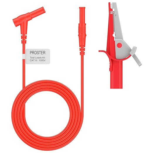 Proster Banana to Alligator Clip - Test Leads CATIII 1000V 10A with Alligator Clip, Insulated Copper Conductors Safety Cables for Multimeter, Electrical, Automotive & Home Testing