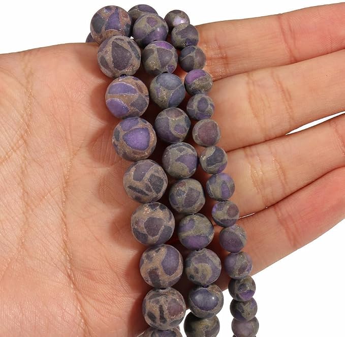 8mm Matte Purple Cloisonne Jasper Bead, 15-Inch Matte Round Loose Stone Beads - Image 7