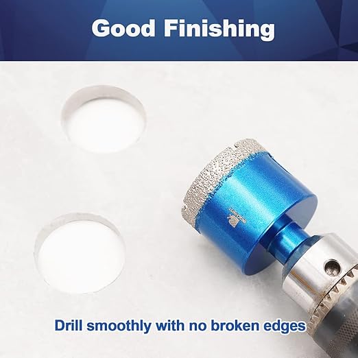 Dry Diamond Core Drill Bit Set,BRSCHNITT 2pcs 1 Inch (25 mm) Diamond Hole Saw Core Drill Bit with Triangle Shank for Porcelain Tile Ceramic Stone Granite Marble
