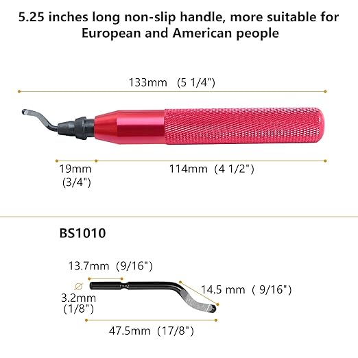 Premium Deburring Tool with 10 High-Speed Steel Blades – Ideal for Metal, Plastic, PVC, Copper & 3D Printed Edges – Professional Burr Removal Tool for Plumbing & DIY Projects(Red)